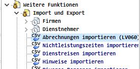 BMD-Menü Weitere Funktionen → Import und Export
